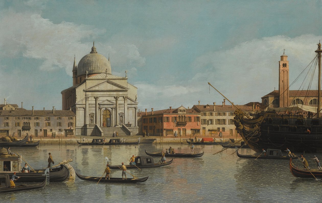 Venetsia, näkymä Redentoren ja San Giacomon kirkkoihin tekijältä Giovanni Antonio Canal