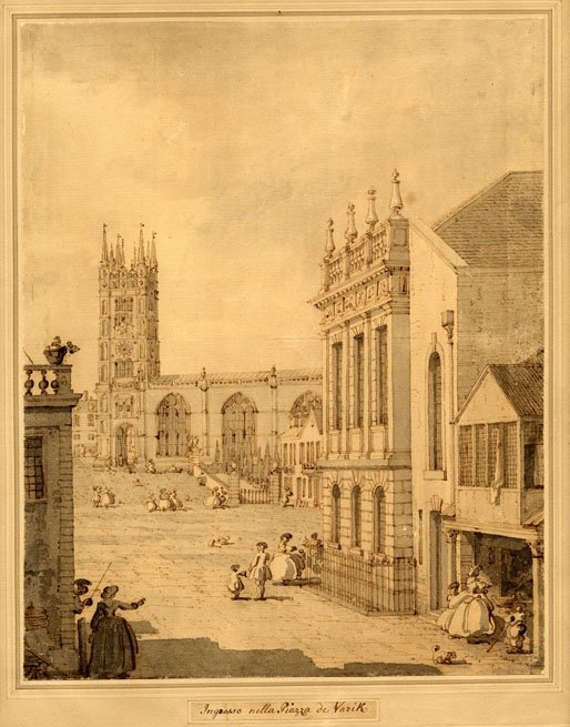 Näkymä Warwickissa St. Marysin kirkon kanssa tekijältä Giovanni Antonio Canal