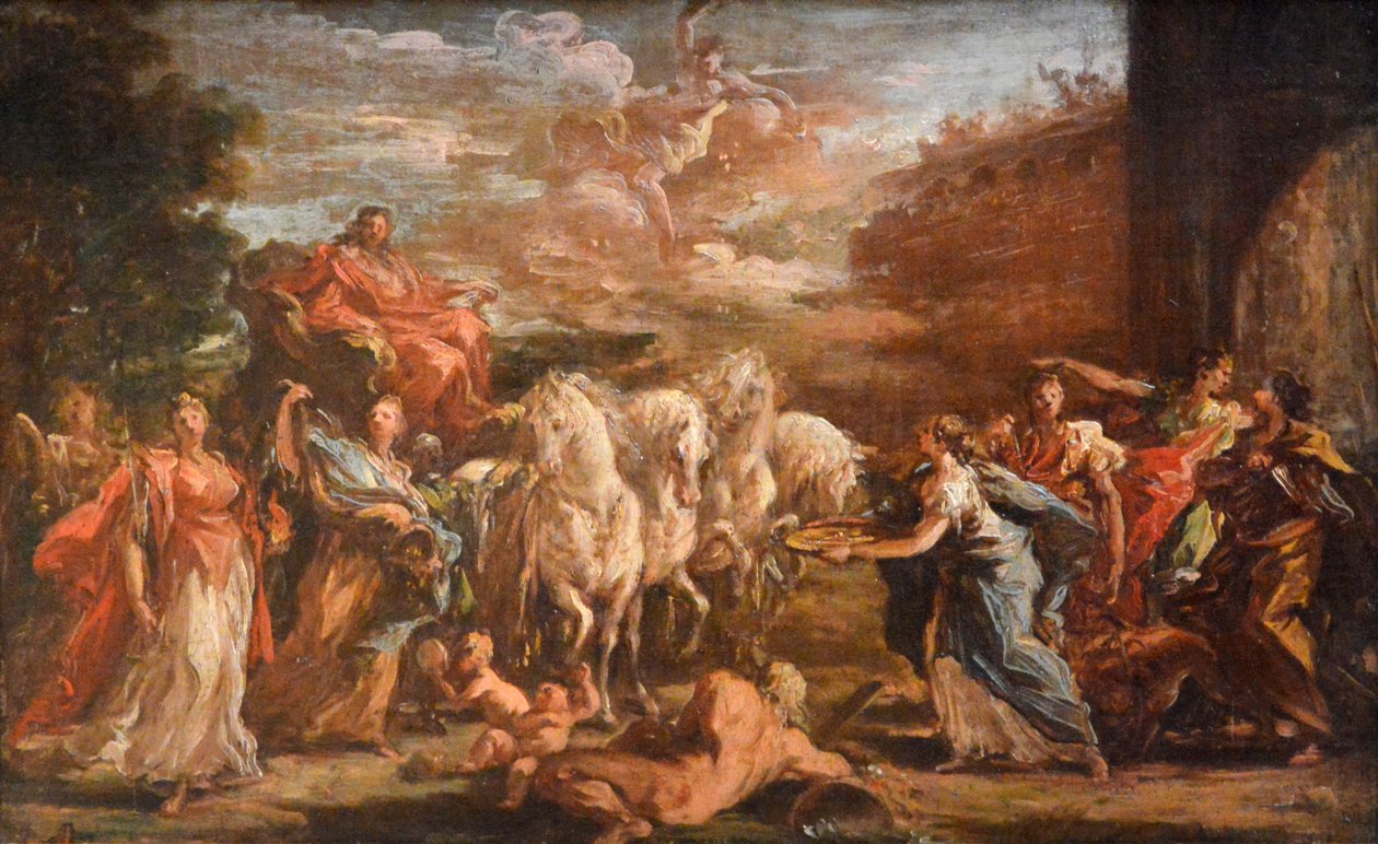 Entrée triomphale à Düsseldorf du prinssi Johann Wilhelm von der Pfalze, valtiopalatsi tekijältä Giovanni Antonio Pellegrini