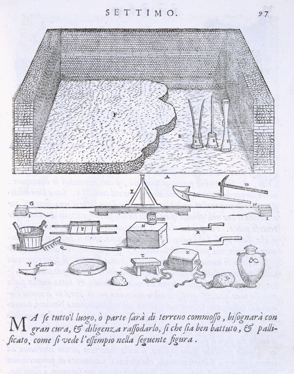 Lattian asennuksen vaiheet ja menetelmät, Della Architettura, ilmestynyt 1590 tekijältä Giovanni Antonio Rusconi