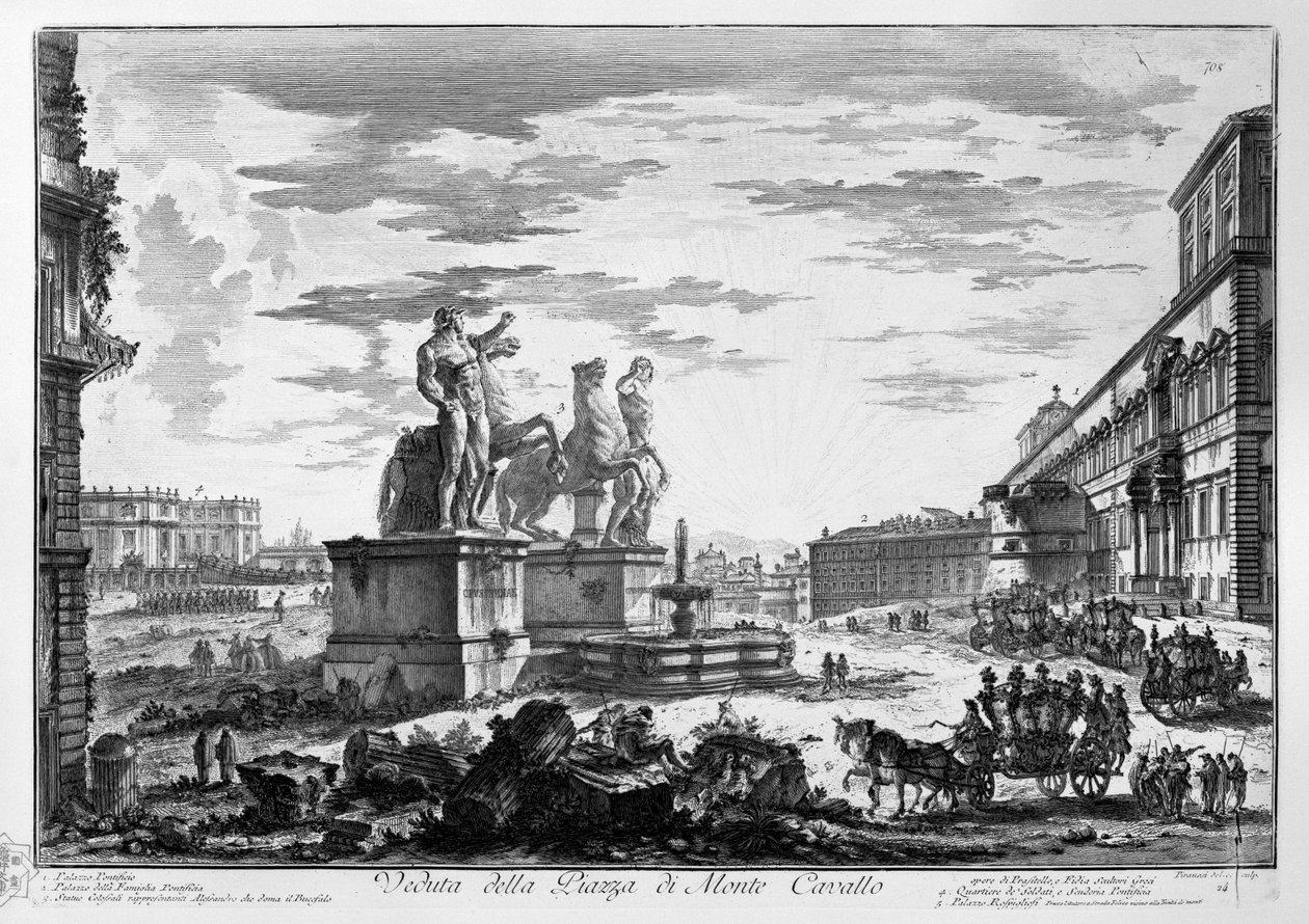 Veduta della Piazza di Monte Cavallo tekijältä Giovanni Battista Piranesi