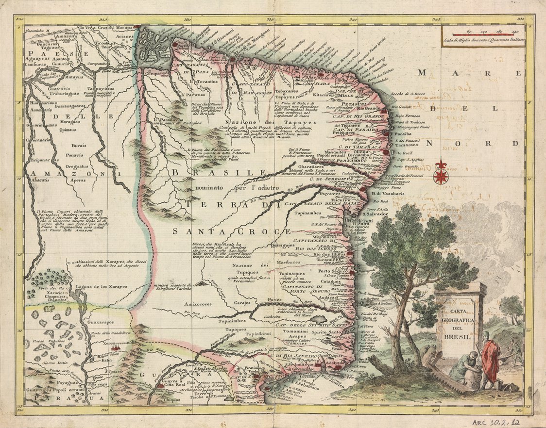 Brasilian maantieteellinen kartta tekijältä Giovanni Battista Albrizzi