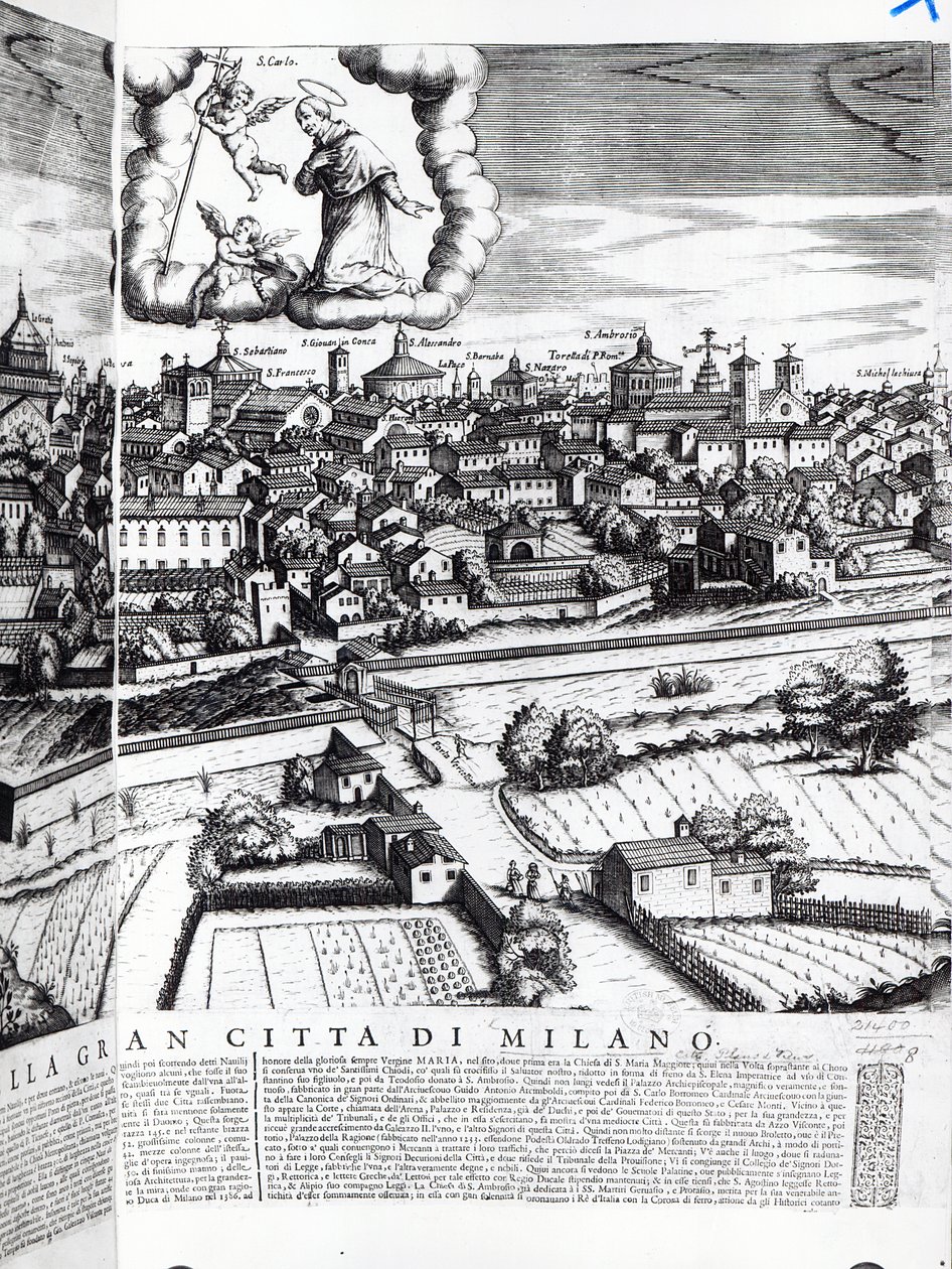 Osa Milanon kartasta, 1640 tekijältä Giovanni Battista Bonacina