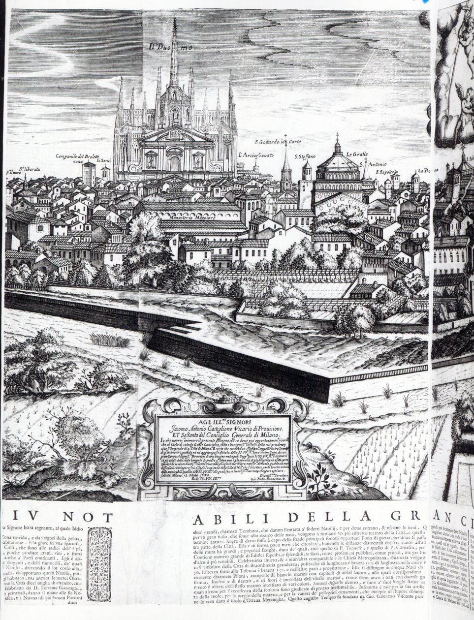 Osa Milanon kartasta, 1640 tekijältä Giovanni Battista Bonacina