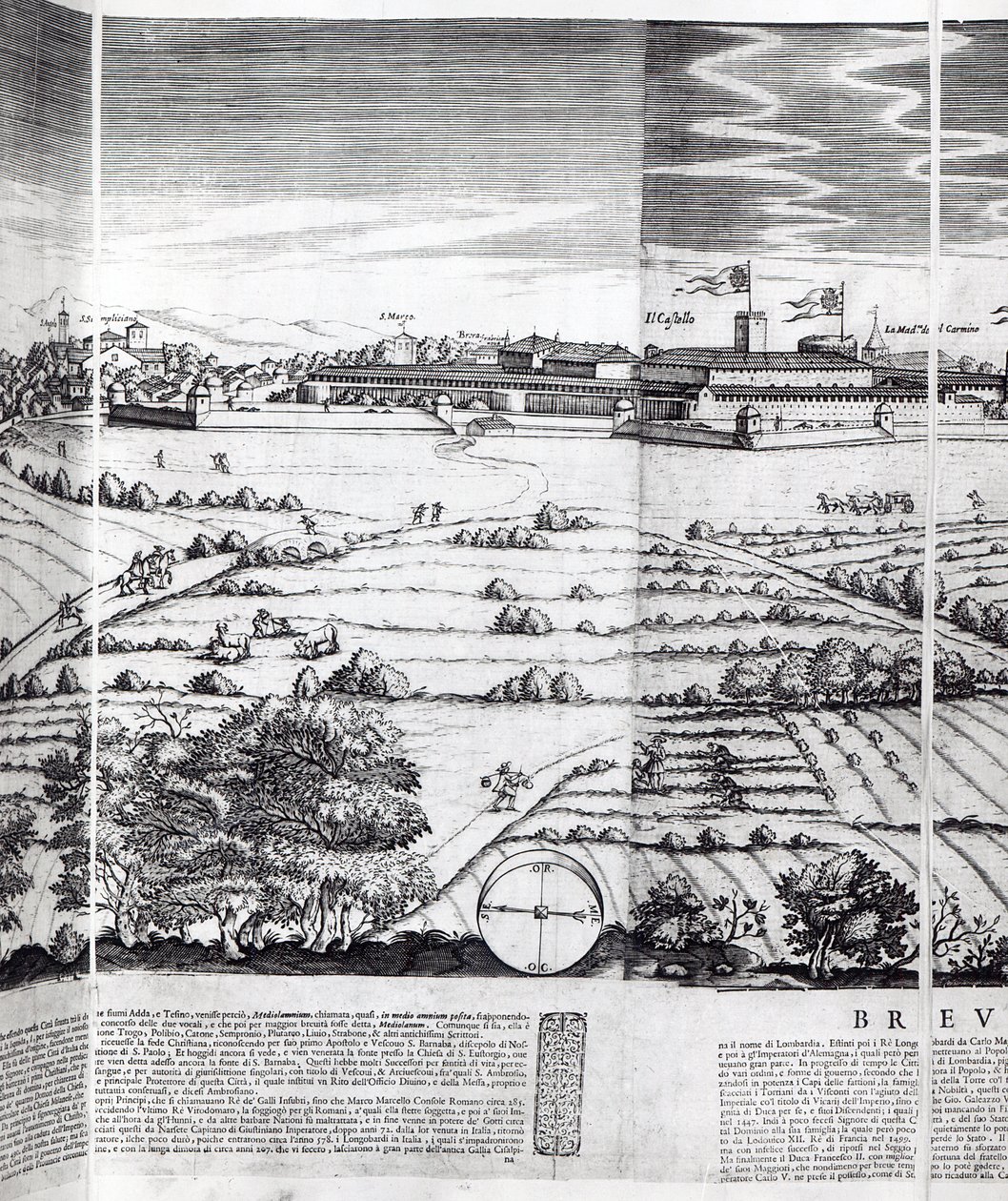 Osa Milanon kartasta, 1640 tekijältä Giovanni Battista Bonacina