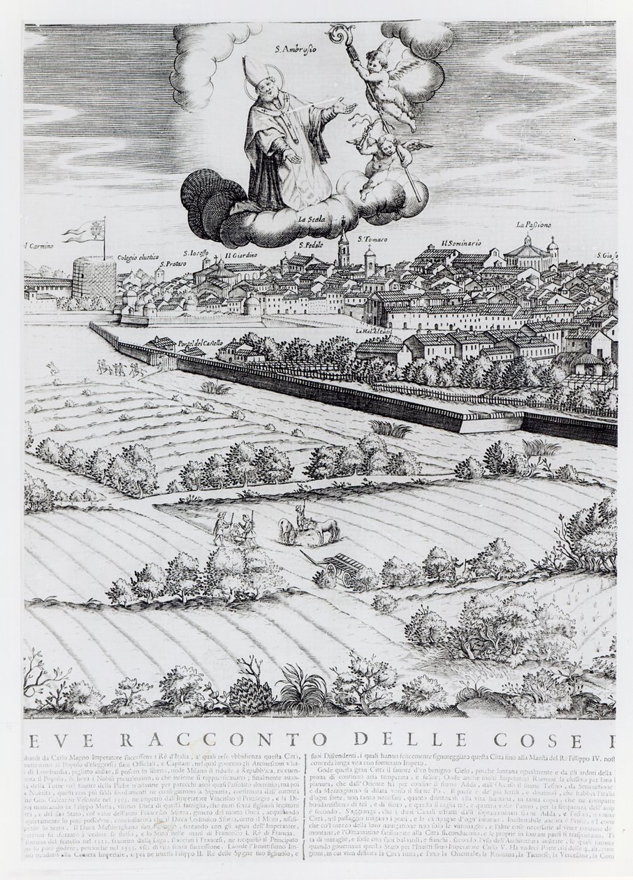 Osa Milanon kartasta, 1640 tekijältä Giovanni Battista Bonacina