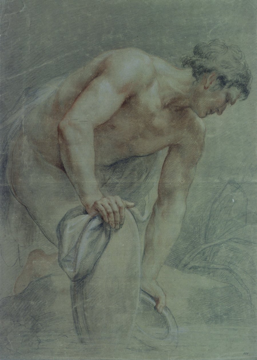 Soturihahmo, osittain verhottu, 1700-luku (piirustus) tekijältä Giovanni Battista Cipriani