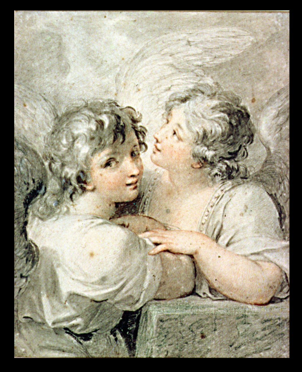Kaksi enkeliä, 1700-luku (piirustus) tekijältä Giovanni Battista Cipriani