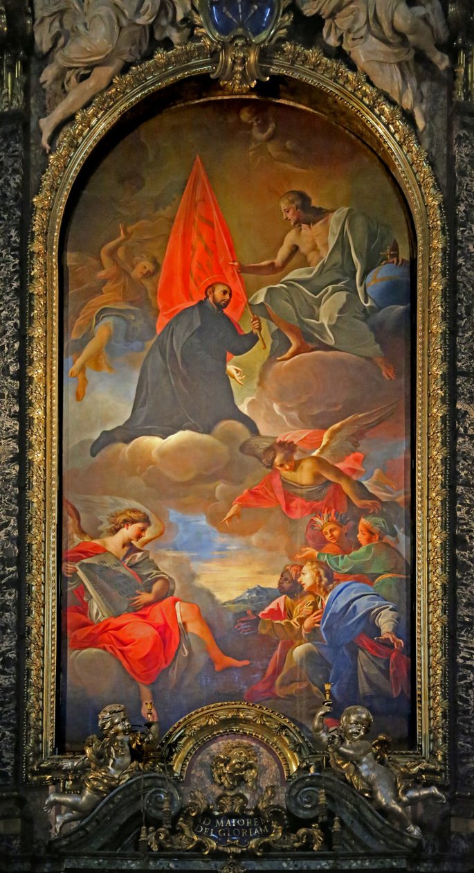 Maalaus pyhimyksestä Kristuksen, enkelien ja palvojien kanssa tekijältä Giovanni Battista Gaulli
