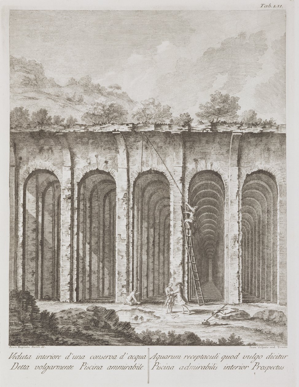 Piscina Mirabilis, Paulo Antonio Paolin Pozzuolissa, Cumassa ja Bajassa olevista muinaismuistoista, kaiverrettu Giovanni Volpato (1735-1803) tekijältä Giovanni Battista III Natali