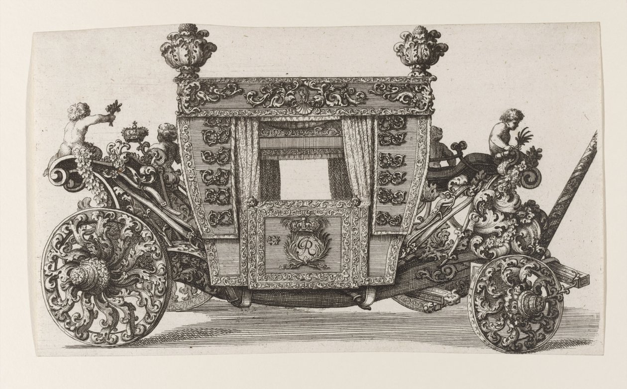 Sivukuva lordi Castelmainen toisesta vaunusta, jonka Andrea Cornely rakensi vuonna 1686 ... tekijältä Giovanni Battista Lenardi