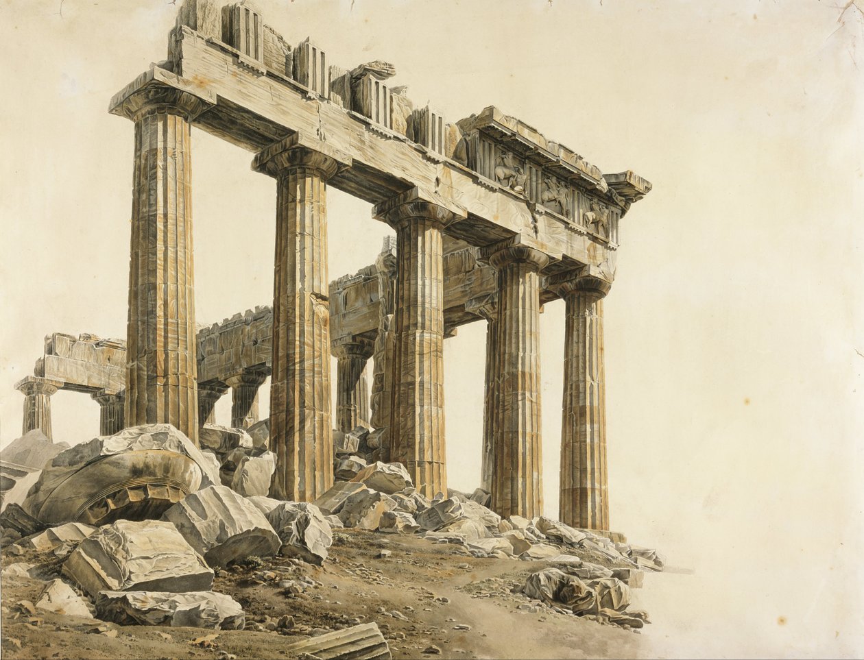 Parthenonin kaakkoiskulma, Ateena tekijältä Giovanni Battista Lusieri