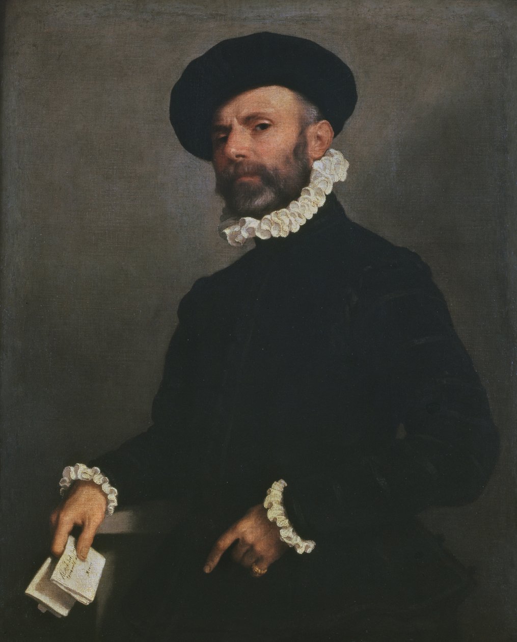 Muotokuva miehestä, jolla on kirje, n. 1570-75 tekijältä Giovanni Battista Moroni
