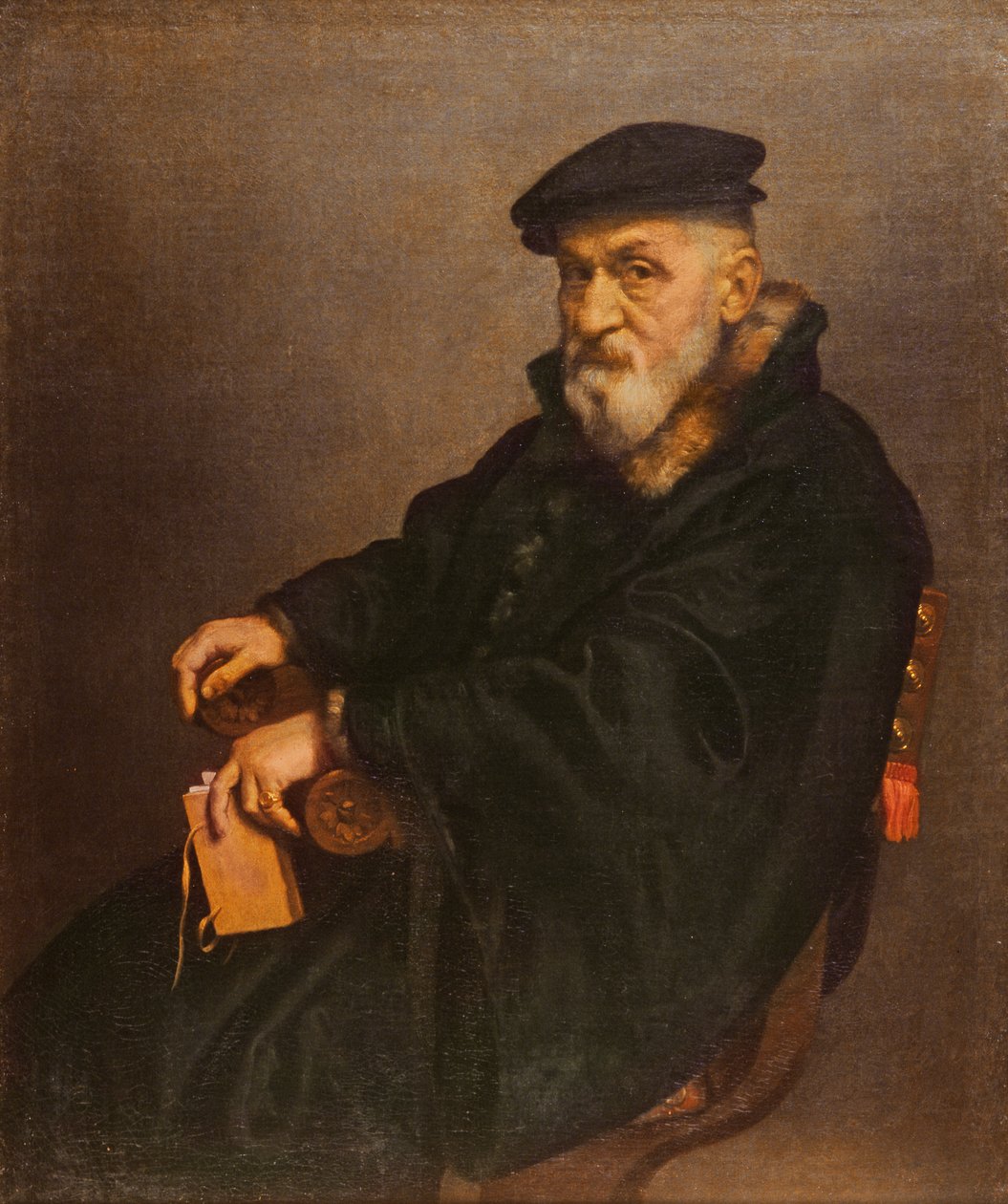 Muotokuva vanhasta miehestä kirjan kanssa, mahdollisesti Giovan Battista Seradobati, italialainen notaari, post 1575 tekijältä Giovanni Battista Moroni