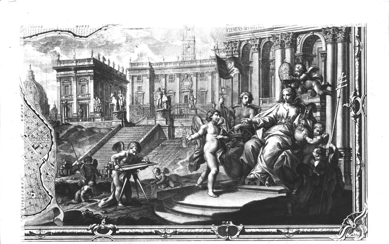 Allegoria katolisesta kirkosta, joka istuu Campidogliossa Roomassa, 1798 tekijältä Giovanni Battista Nolli