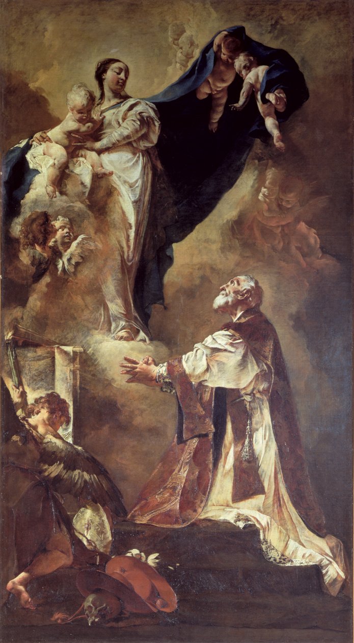 Neitsyt ja lapsi ilmestyvät Pyhälle Philip Nerille, 1725-26 tekijältä Giovanni Battista Piazzetta