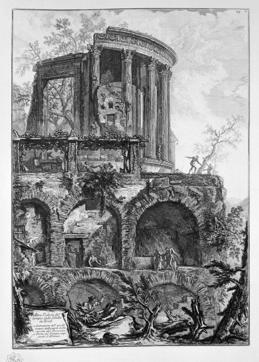 Altra Veduta del tempio della Sibilla Tivolissa tekijältä Giovanni Battista Piranesi