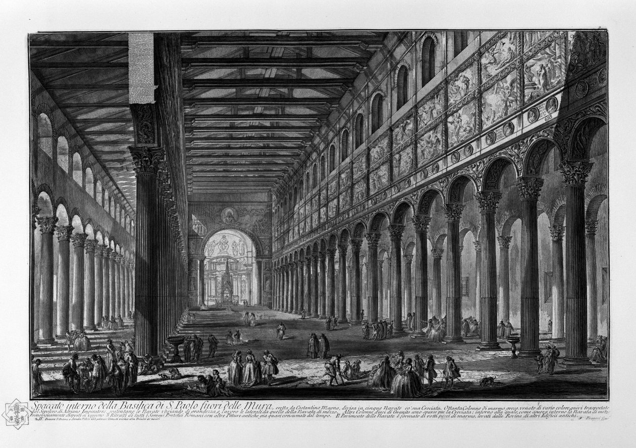 Pyhän Paavalin basilika muurien ulkopuolella tekijältä Giovanni Battista Piranesi