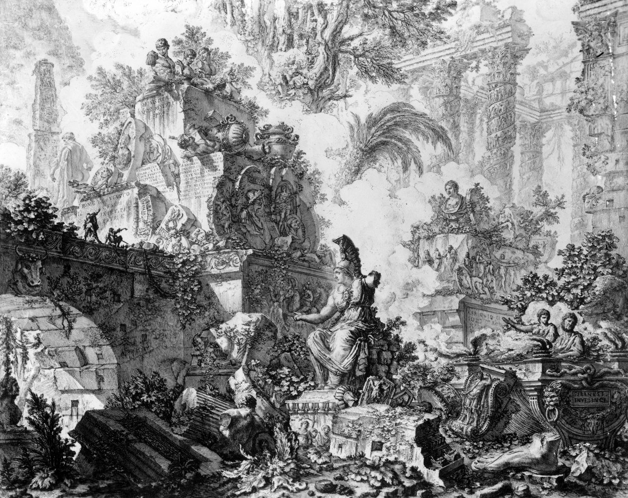 Vedute di Roma -sarjan etukappale, n. 1760 tekijältä Giovanni Battista Piranesi