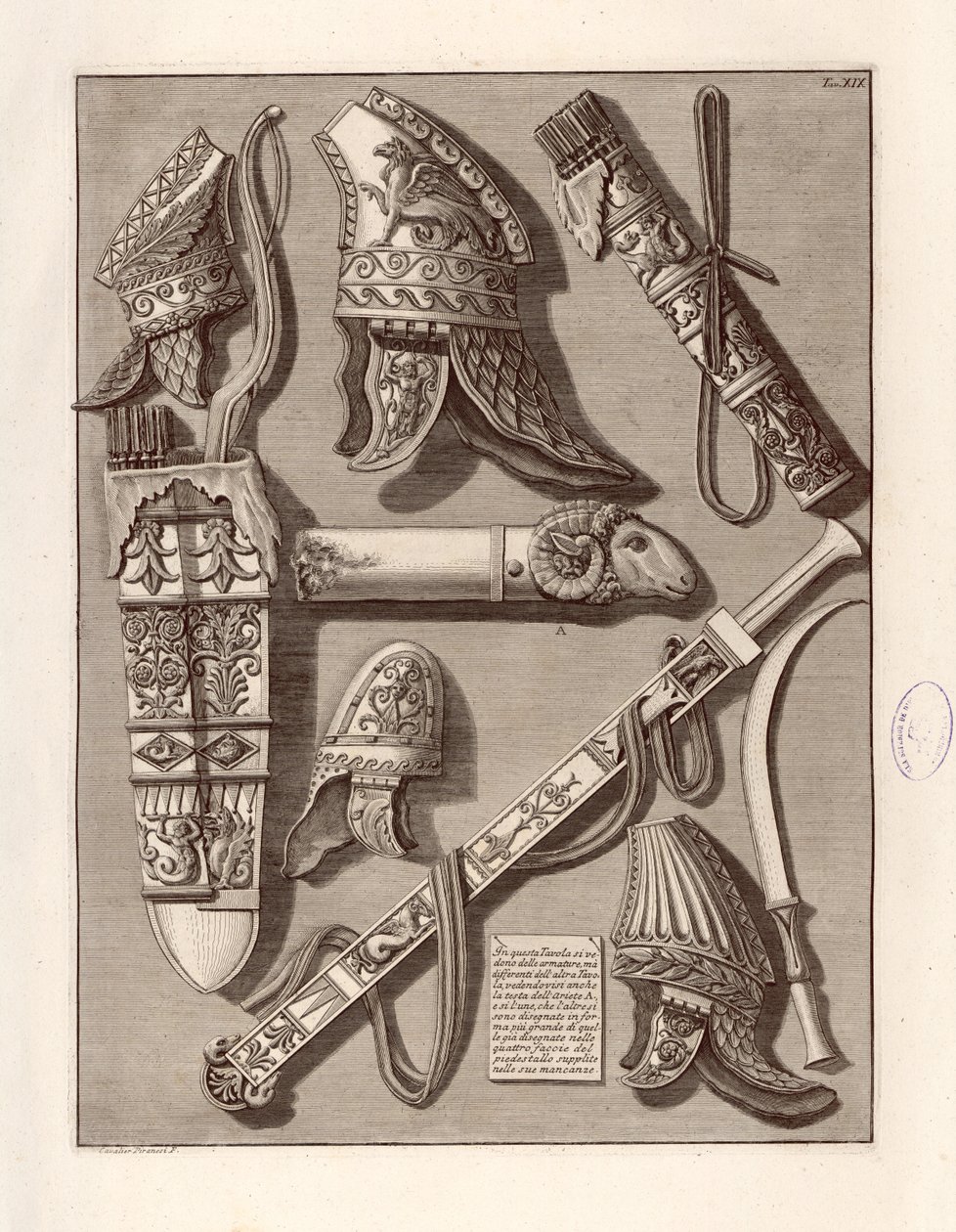 In questa Tavola si vedono delle armature tekijältä Giovanni Battista Piranesi