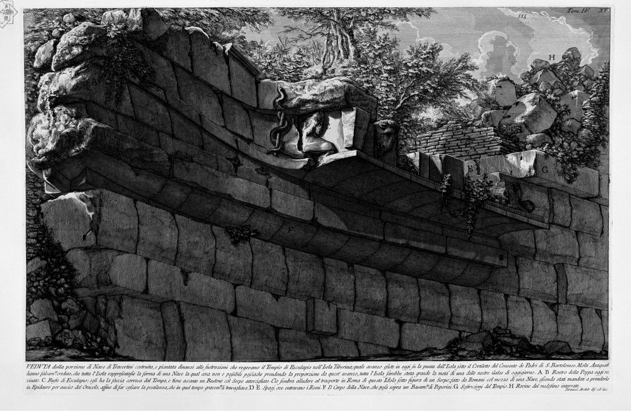 Isola Tiberina tekijältä Giovanni Battista Piranesi