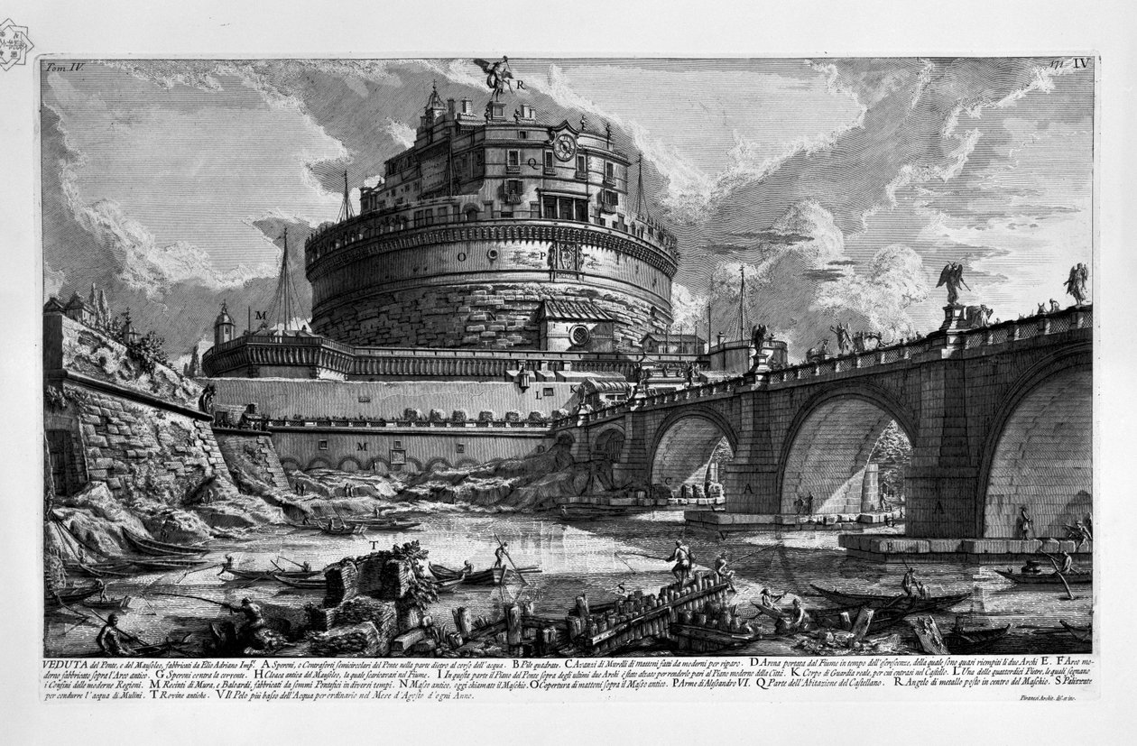 Hadrianuksen mausoleumi tekijältä Giovanni Battista Piranesi