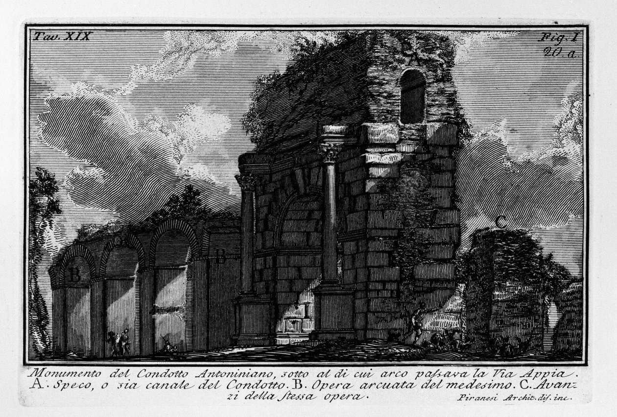 Monumento del Condotto Antoniniano, sotto al di cui arco passava la Via Appia tekijältä Giovanni Battista Piranesi