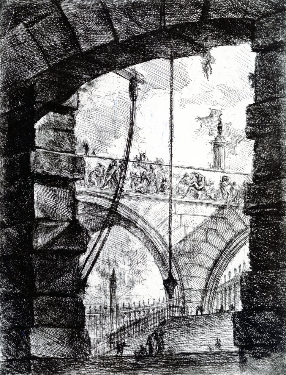 Kilpi 4 Carceri-sarjasta, 1761 tekijältä Giovanni Battista Piranesi