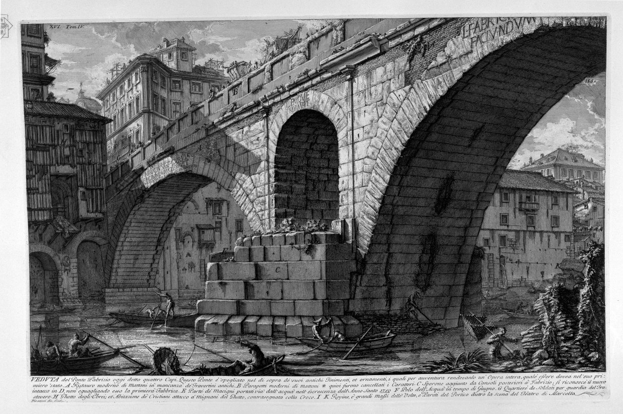 Ponte Fabricio tekijältä Giovanni Battista Piranesi