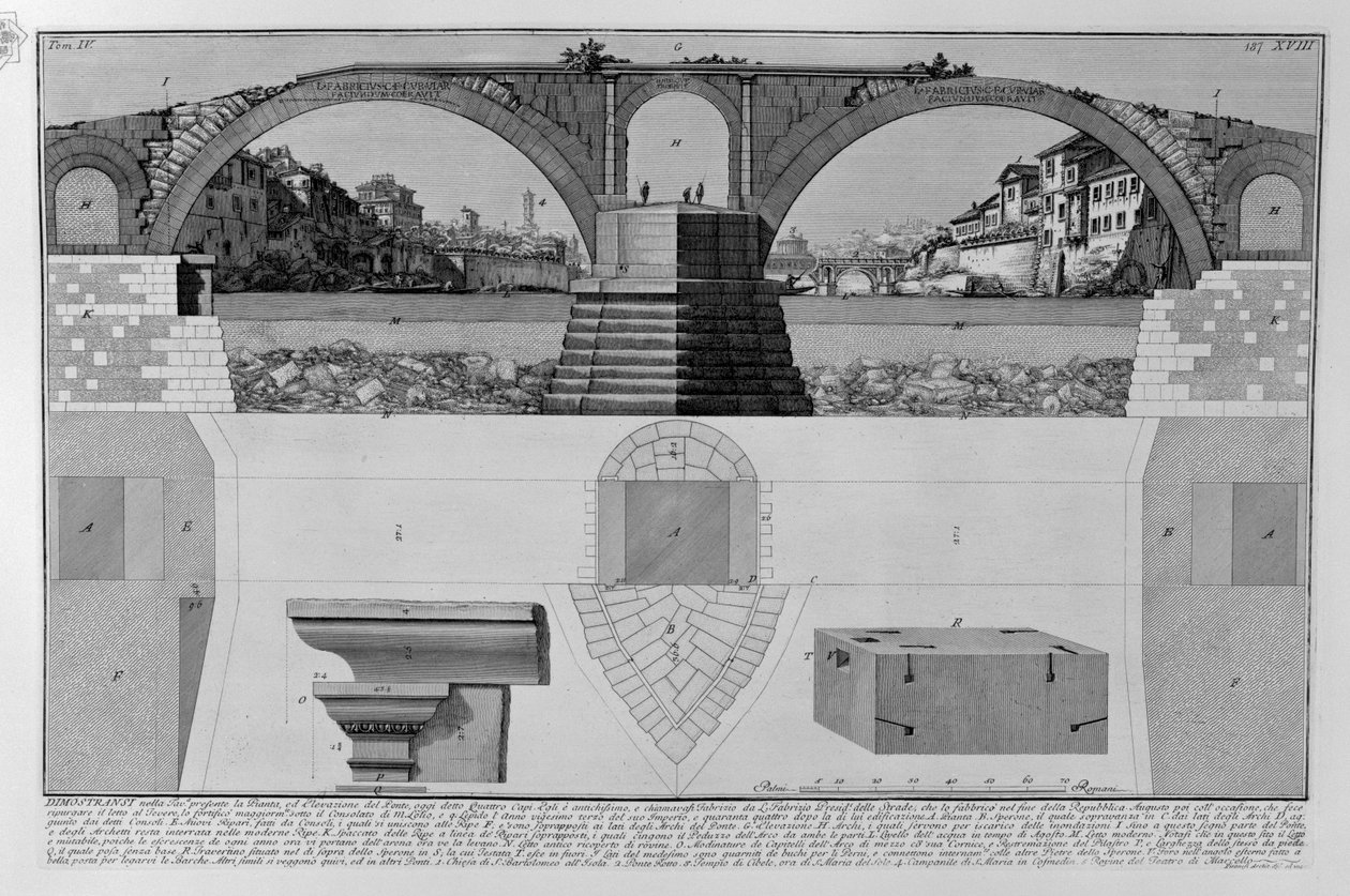 Ponte Fabricio tekijältä Giovanni Battista Piranesi