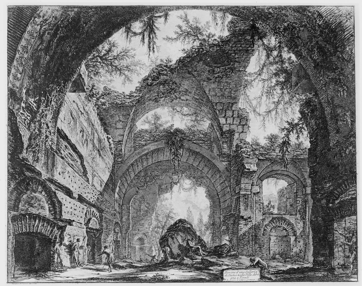 Villa Adrianan tuhoutunut galleria Tivolissa tekijältä Giovanni Battista Piranesi