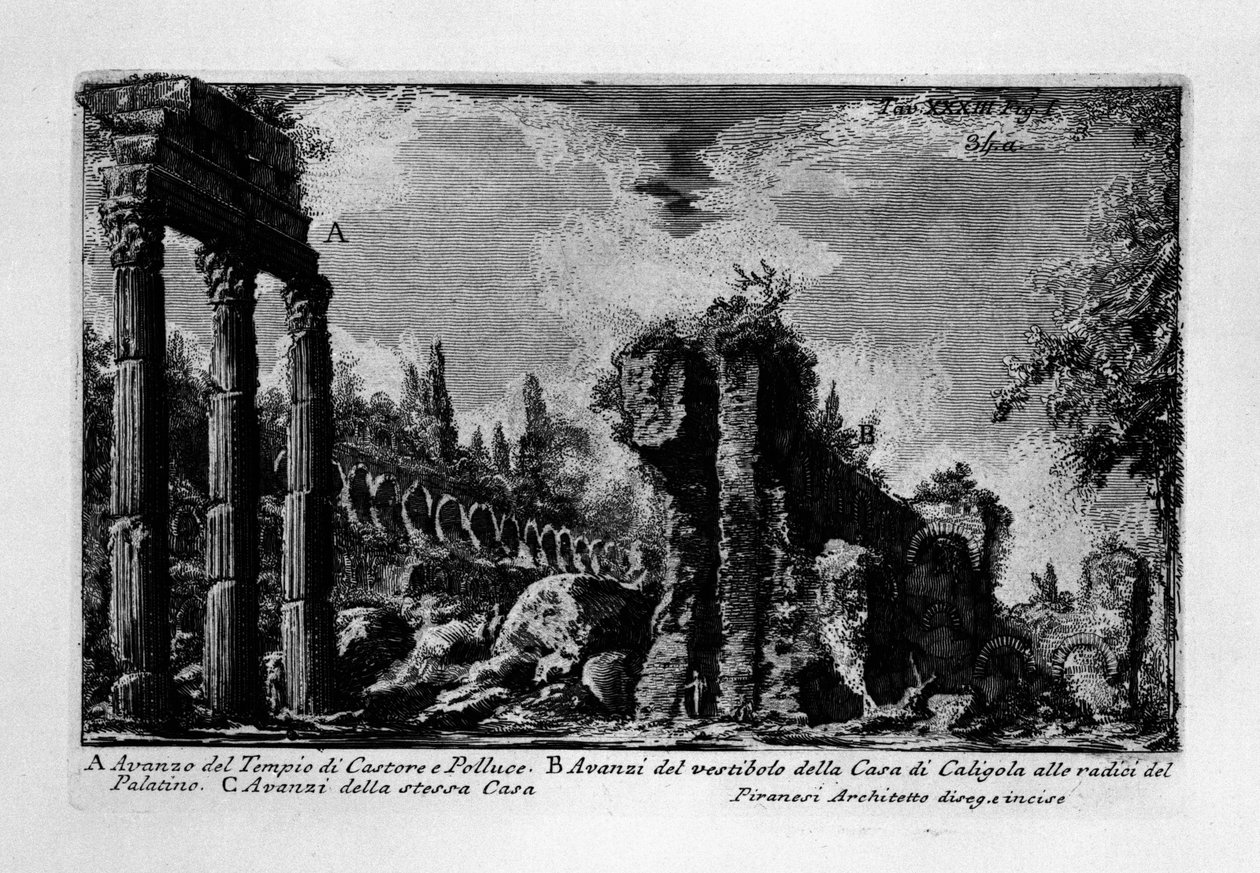 Castorin ja Polluxin temppeli, Rooma tekijältä Giovanni Battista Piranesi