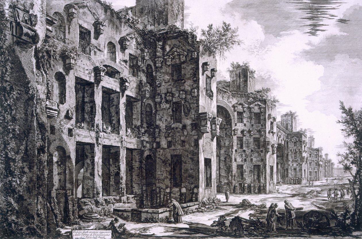 Diocletianuksen kylpylät, 1743 tekijältä Giovanni Battista Piranesi