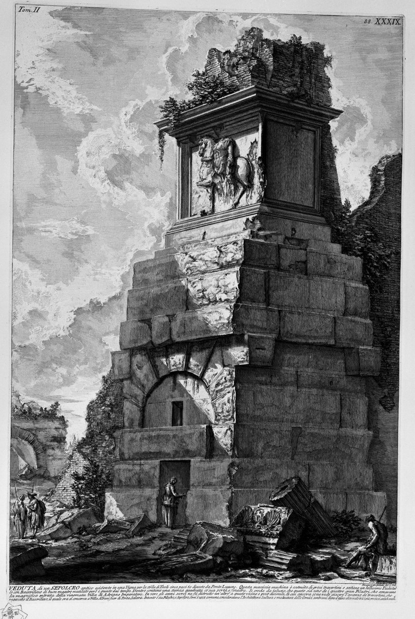 Hauta Via Tiburtinalla lähellä Ponte Luganoa tekijältä Giovanni Battista Piranesi