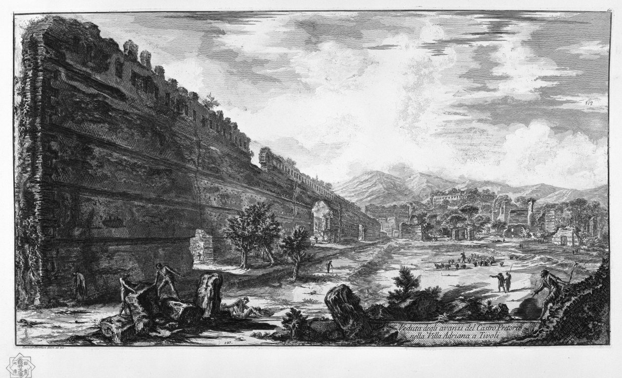 Veduta degli avanzi del Castro Pretorio nella Villa Adriana a Tivoli tekijältä Giovanni Battista Piranesi