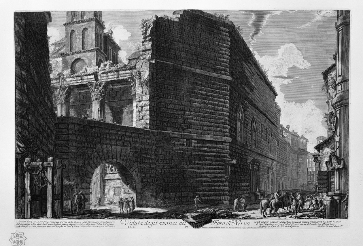 Veduta degli avanzi del Foro di Nerva tekijältä Giovanni Battista Piranesi