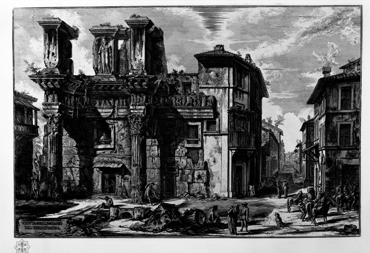 Veduta degli avanzi del Foro di Nerva tekijältä Giovanni Battista Piranesi