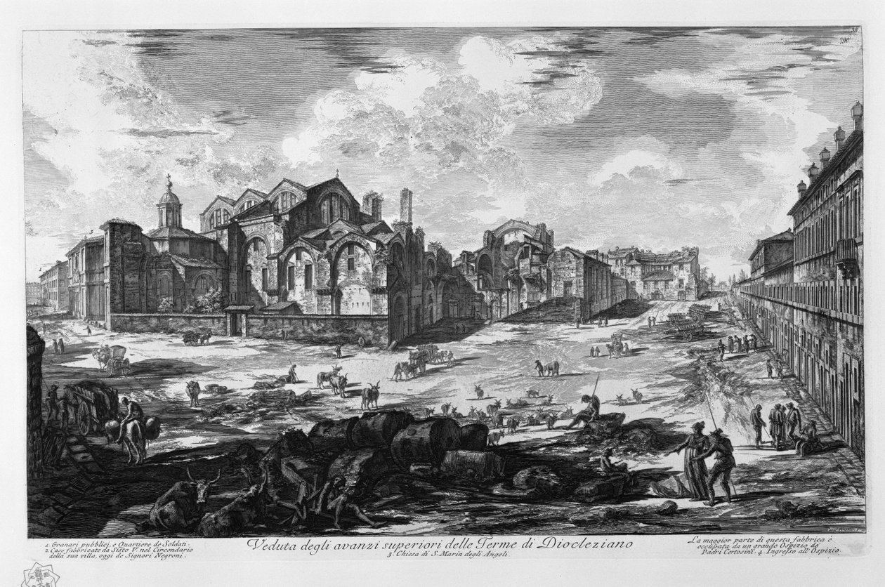 Veduta degli avanzi superiori delle Terme di Diocleziano tekijältä Giovanni Battista Piranesi
