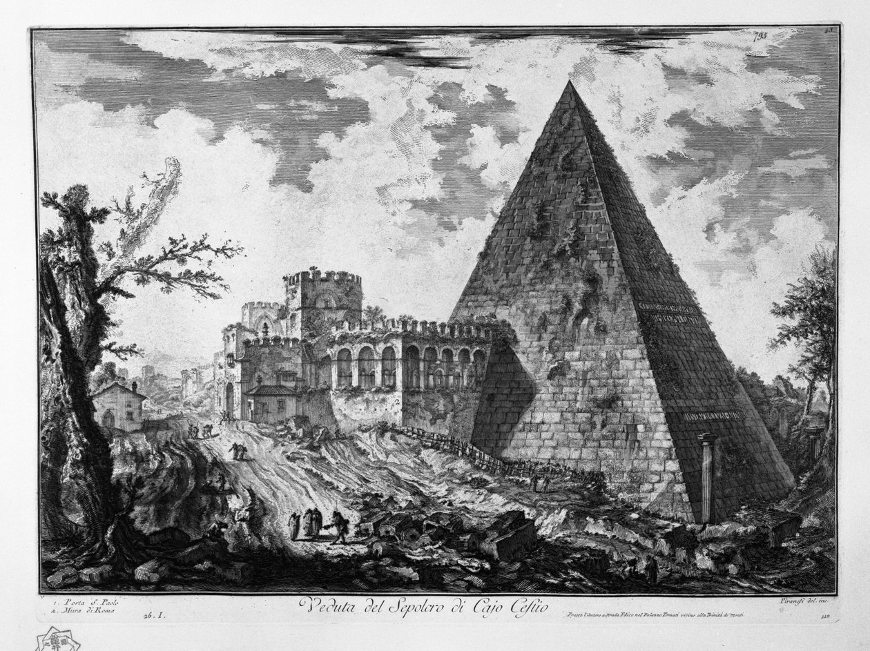 Veduta del Sepolcro di Cajo Cestio tekijältä Giovanni Battista Piranesi