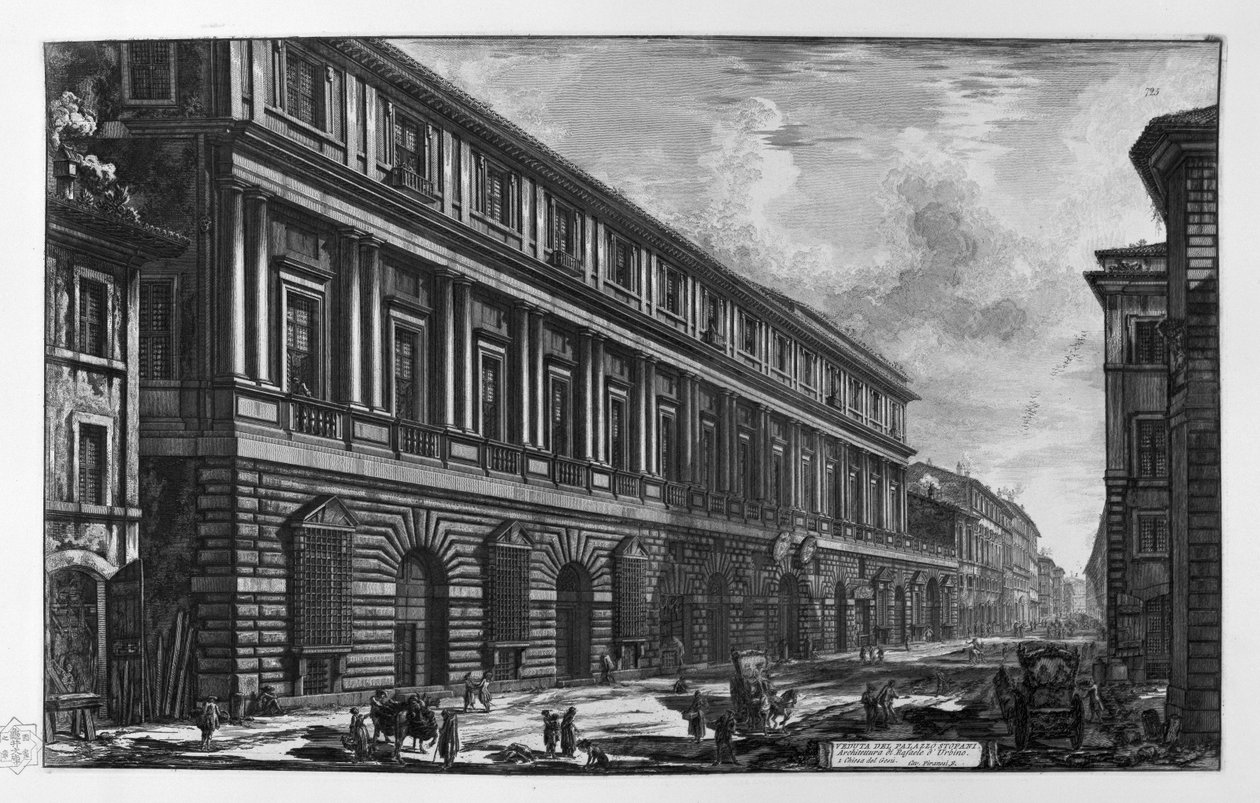 Veduta del palazzo Vidoni Caffarelli (palazzo Stoppani). Chiesa del Gesù tekijältä Giovanni Battista Piranesi
