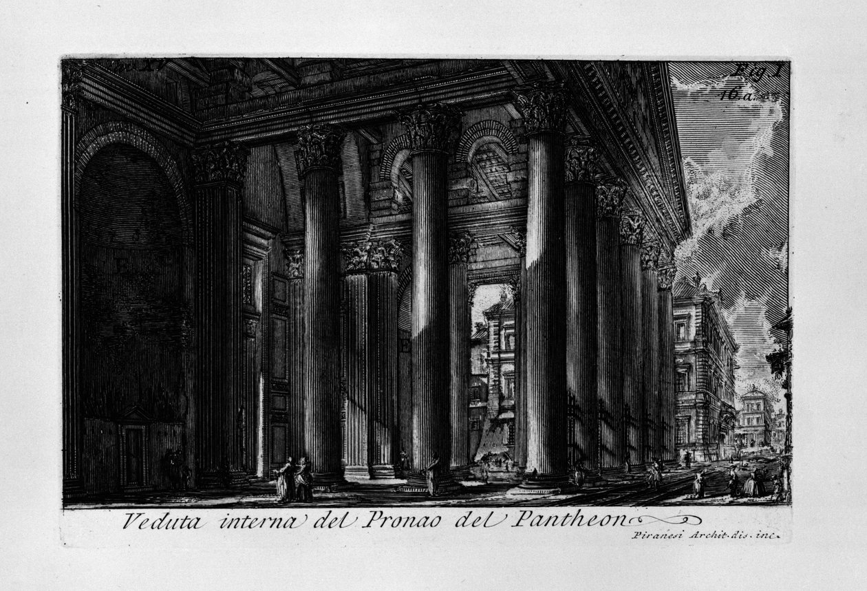 Veduta interna del Pronao del Pantheon tekijältä Giovanni Battista Piranesi