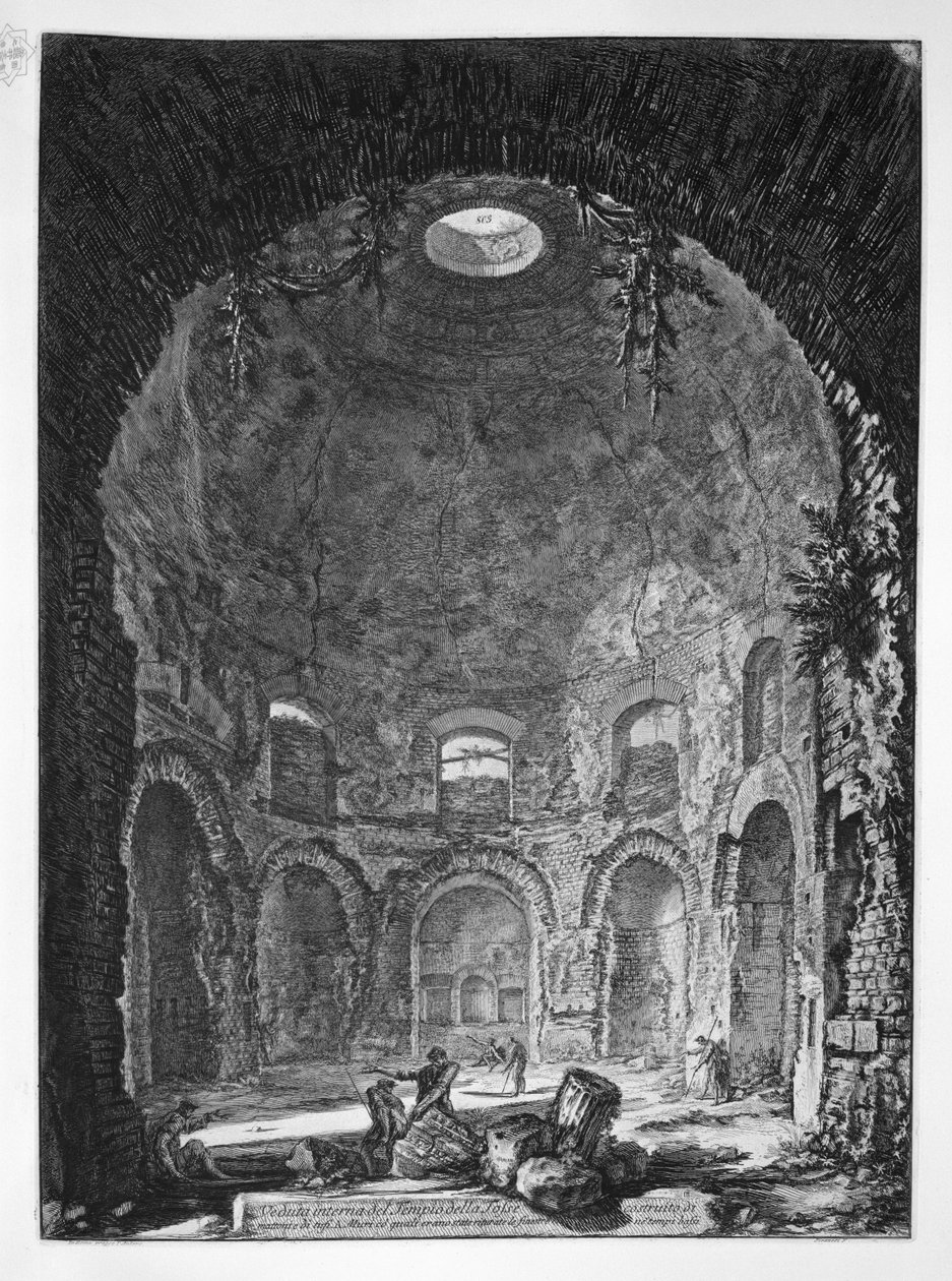 Veduta interna del Tempio della Tosse costruito di mattoni and di tufi tekijältä Giovanni Battista Piranesi