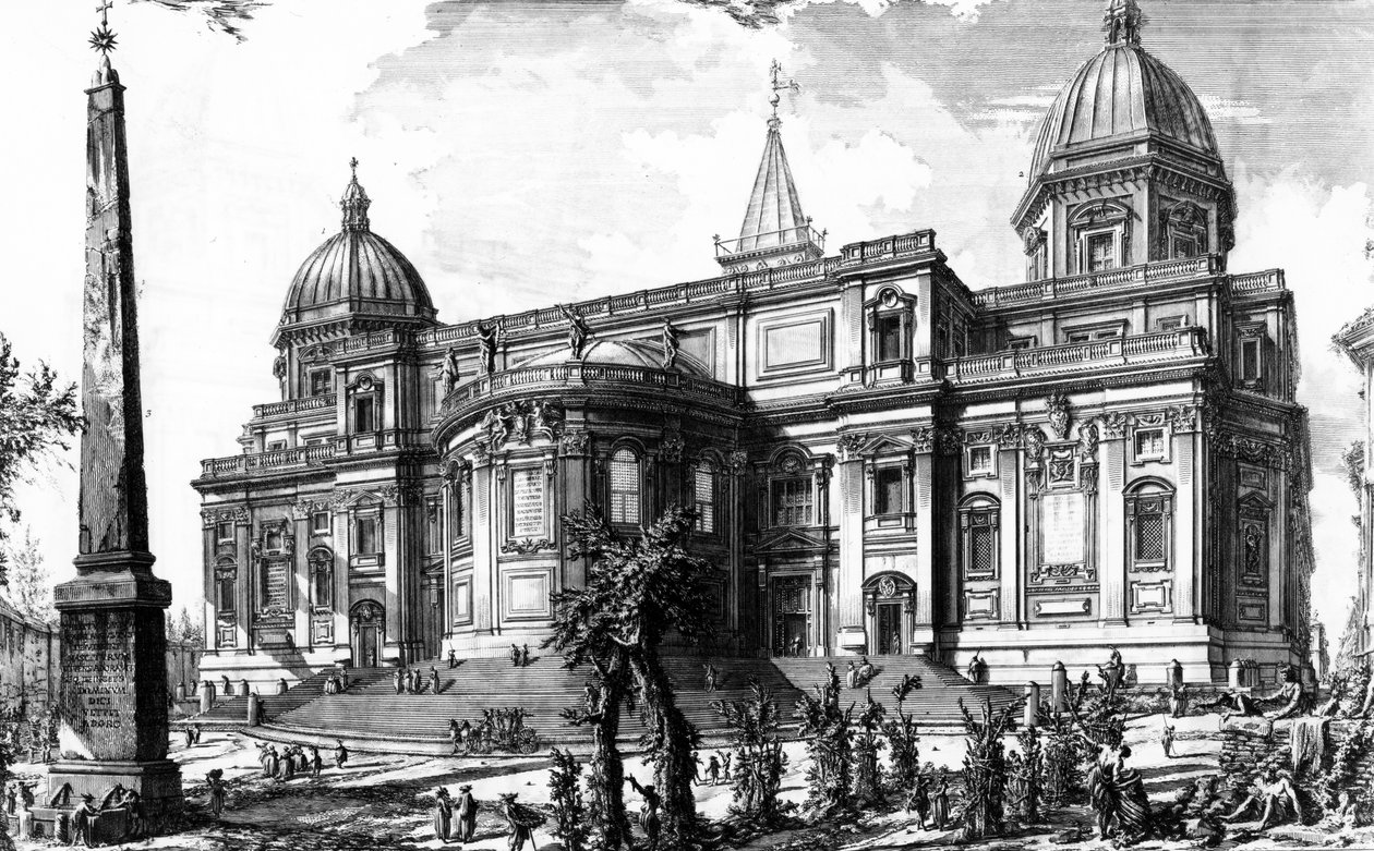 Näkymä Santa Maria Maggioren takajulkisivulle, "Views of Rome" -sarjasta, n. 1760 tekijältä Giovanni Battista Piranesi