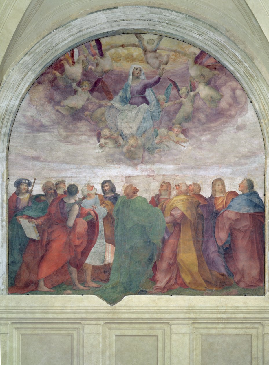 Neitsyt taivaaseenastuminen, 1513 tekijältä Giovanni Battista Rosso Fiorentino