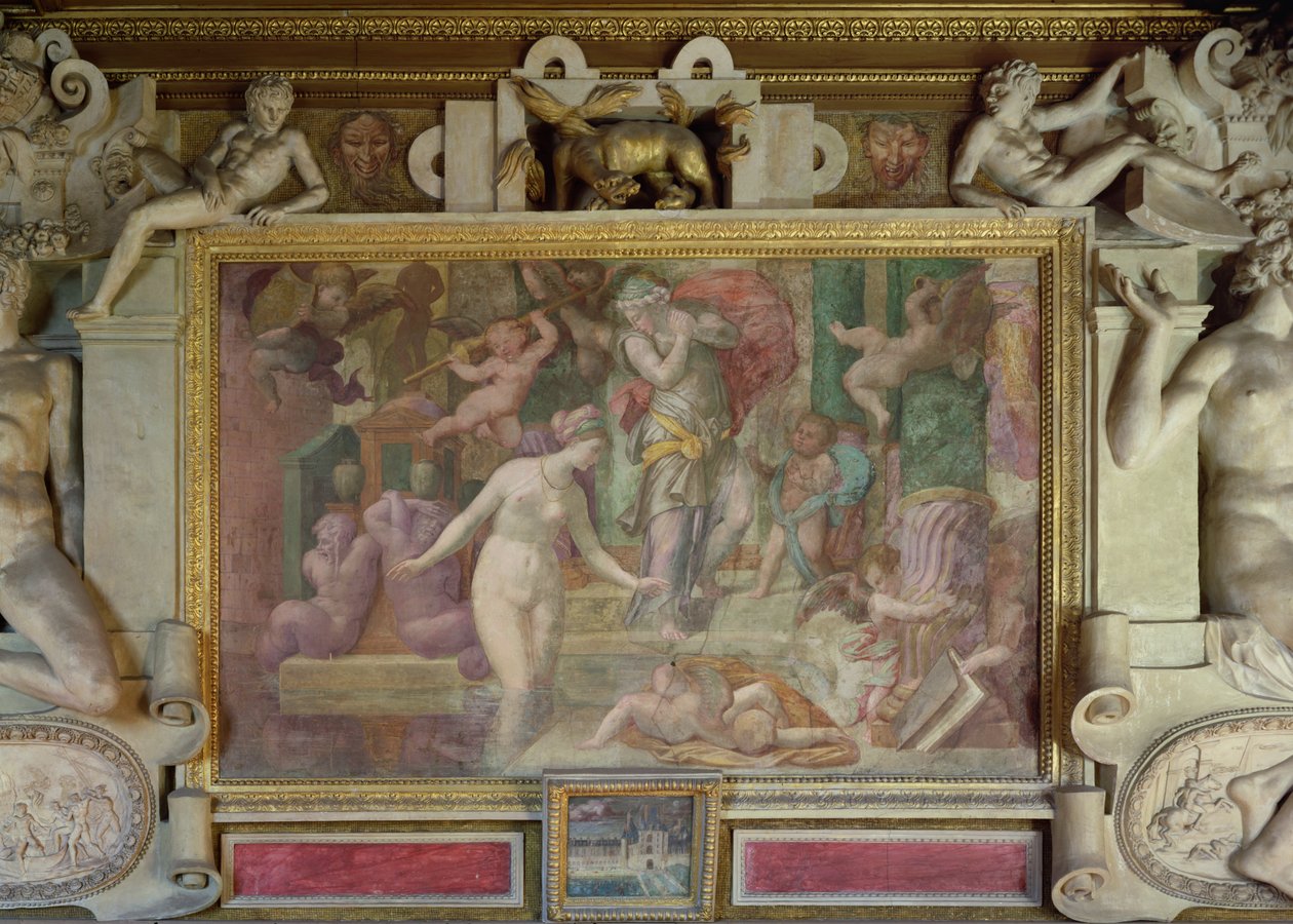 Venus suihkulähteen äärellä, Galerie Francois I:stä, 1535-40. tekijältä Giovanni Battista Rosso Fiorentino