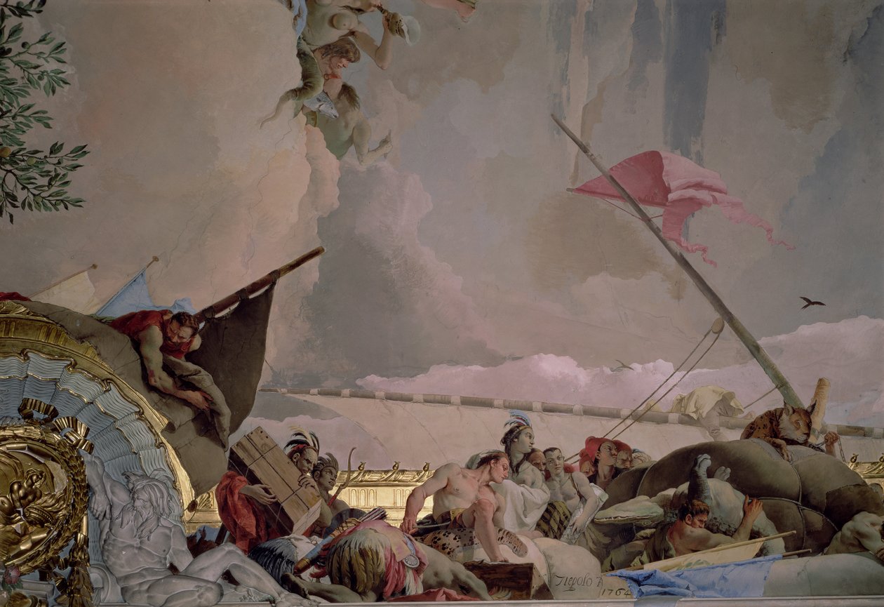 Amerikka, yksityiskohta The Glory of Spain II:sta, valtaistuinhuoneen katosta, 1764 (katso myös 61757, 62096, 62340) tekijältä Giovanni Battista Tiepolo