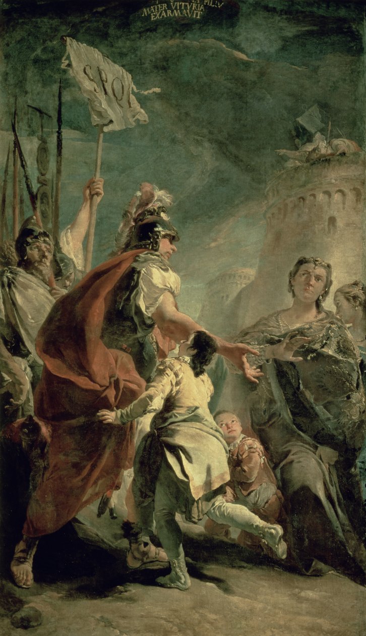 Coriolanus Rooman ympäristössä, noin 1725 tekijältä Giovanni Battista Tiepolo