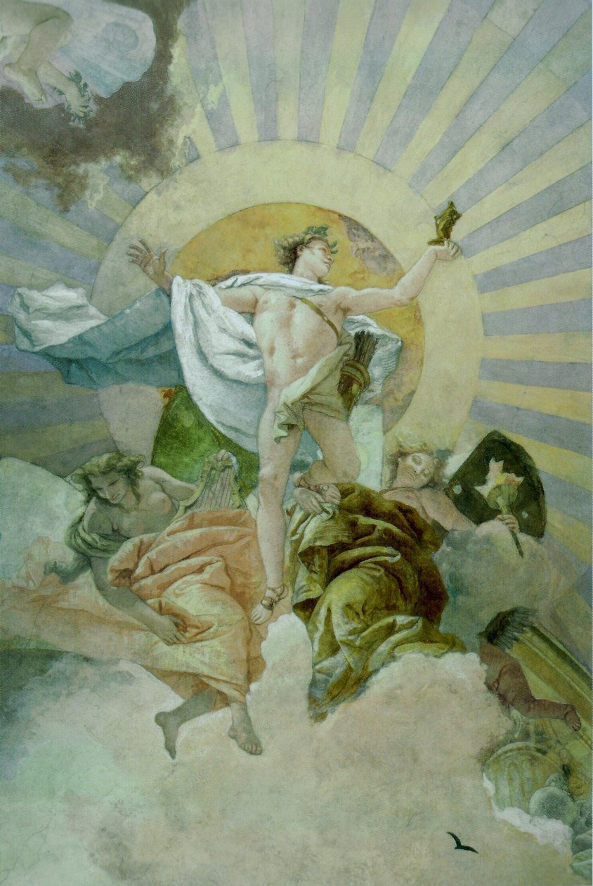 Deckenfresko im Treppenhaus der Würzburger Residenz, nördlicher Götterhimmel, Yksityiskohta tekijältä Giovanni Battista Tiepolo