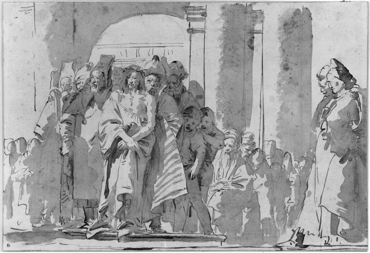 Ecce homo (kynä ja muste ja pesu paperille) tekijältä Giovanni Battista Tiepolo