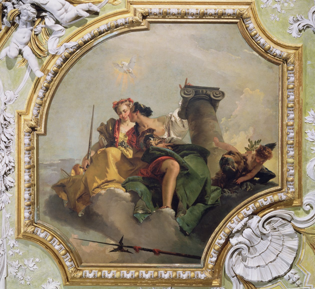 Lujuus ja oikeudenmukaisuus, "Sala Capitolaresta" (Antumisen salista) n. 1749 tekijältä Giovanni Battista Tiepolo